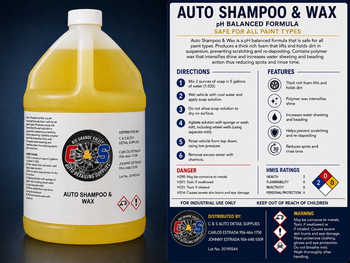 Auto Shampoo & Wax — C&S Auto Detailing Supplies