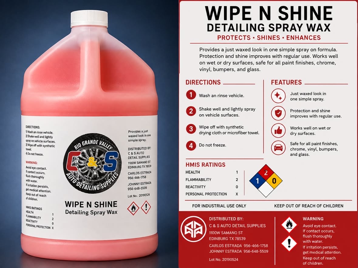 Wipe N Shine Detailing Spray Wax — C&S Auto Detailing Supplies