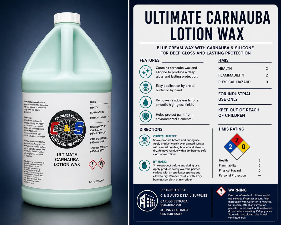 Ultimate Carnauba Lotion Wax — C&S Auto Detailing Supplies