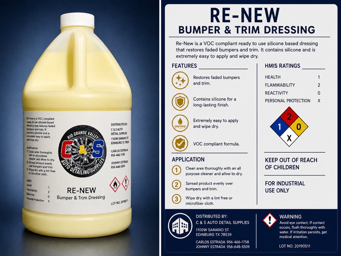 Re-New Bumper & Trim Dressing — C&S Auto Detailing Supplies